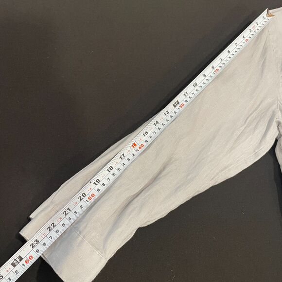 ~ J.Jill XLp Love Linen Essential Shirt Blouse Top Long Sleeve Button Gray PXL - Picture 8 of 10